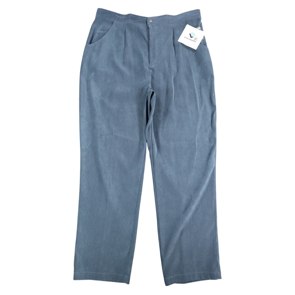 Erin London Corduroy Pants Womens XL Silverado Blue Pleated Straight Leg NWT